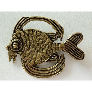 Vintage ALVA Museum Replicas Ashanti Goldweight Fish Brooch w/ Box & Card VTG